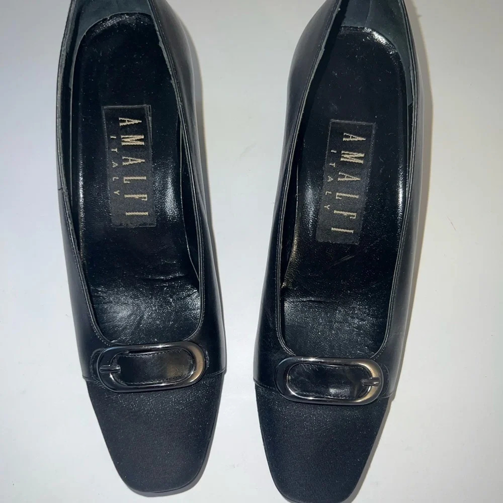 AMALFI 5.5B made in Italy,genuine leather 2” chunky heel. Toe & heel protect pro